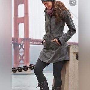 Athleta Rainfall Waterproof Jacket Size XS Gray Lined Black